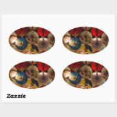 バ日本のンブレラ日本のスタイル 楕円形シール (シート)