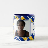 バ最高のインMUMパーソナライズされた Barbados国旗の写真 ツートーンマグカップ (中央)