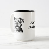 バ最高のディイングリッシュブルドッグB&Wシロヒュエット ツートーンマグカップ (正面左)