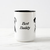 バ最高のディイングリッシュブルドッグB&Wシロヒュエット ツートーンマグカップ (中央)