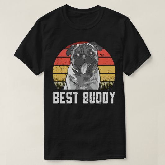 バ最高のディPUG犬の品種ヴィンテージ犬の恋人の子犬D Tシャツ (デザイン正面)