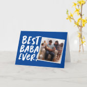 バ最高のバモダンー写真ブルー父の日カード カード (黄色い花)