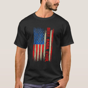 バ最高のバー・エバー男性へアメリカ国旗の父 Tシャツ