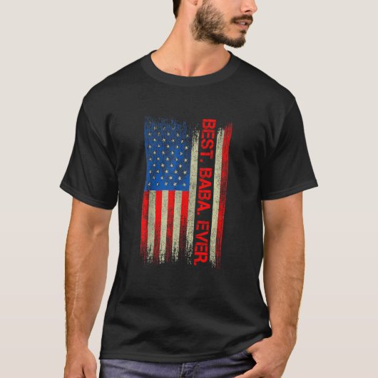 バ最高のバー・エバー男性へアメリカ国旗の父 Tシャツ (正面)