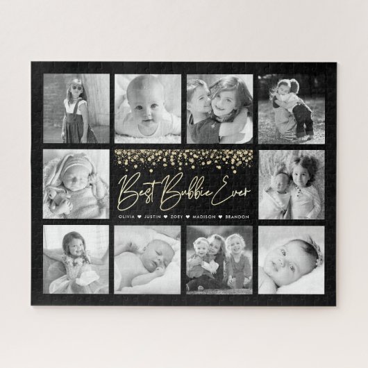 バ最高のビ・エバー10フォトコラージュ金ゴールドグリッター ジグソーパズル (横)