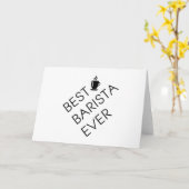 バ最高のリスタ。バリスタギフト。コーヒー愛好家の贈り物 カード (黄色い花)