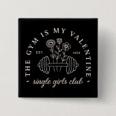 バ独身のンおもしろいタインのジムの女の子のマッチング 缶バッジ (正面)