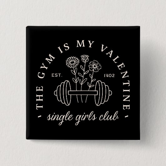 バ独身のンおもしろいタインのジムの女の子のマッチング 缶バッジ (正面)