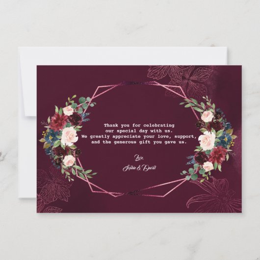 バ王室のルグンディフローラ幾何結婚体ありがとう サンキューカード (裏面)