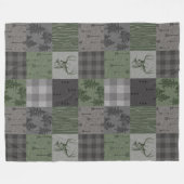 バ素朴ック – 緑と灰色 フリースブランケット (正面(横))
