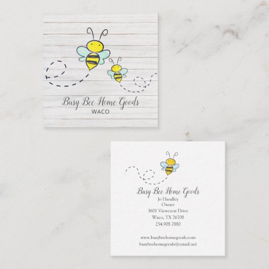 バ素朴ブ忙しビー木目 スクエア名刺 (正面/裏面)