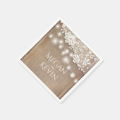 バ素朴ラップとストリングライトレース結婚ズ スタンダードカクテルナプキン (角)