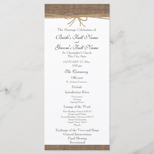 バ素朴ラップとトウェイン結婚式 プログラム (正面)