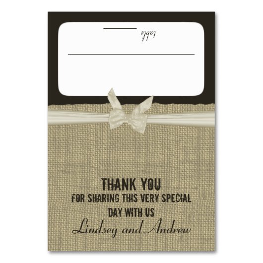 バ素朴ラップとバウのシーティングカード テーブルナンバー (正面)