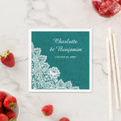 バ素朴ラップとレースティール（緑がかった色）のナ結婚プキンス スタンダードカクテルナプキン (インサイチュ)