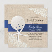 バ素朴ラップサンドドル&スターフィッシュブライダルシャワー 招待状 (正面/裏面)