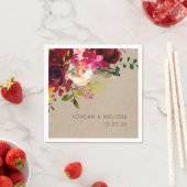 バ素朴ラップバーガンディフローラのナ結婚プキン スタンダードカクテルナプキン (インサイチュ)