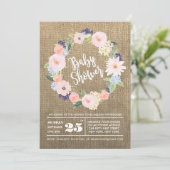 バ素朴ラップ水彩リースベビーシャワー招待状 招待状 (スタンド正面)