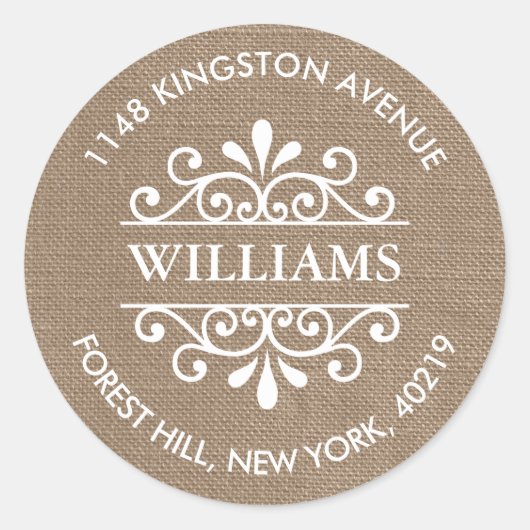 バ素朴ラップ華美スワーズカスタム差出人住所 ラウンドシール (正面)