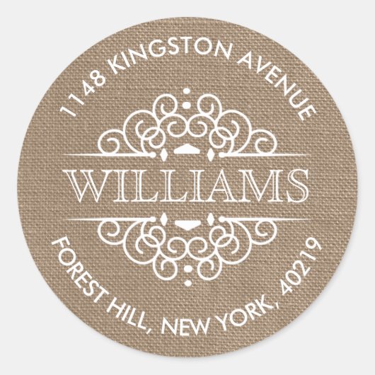 バ素朴ラップ華美スワーズカスタム差出人住所 ラウンドシール (正面)