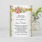 バ素朴ラップ&ホワイトレースロマンチック結婚ズ 招待状 (スタンド正面)