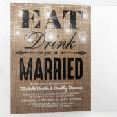 バ素朴ラップ・メイソン・ジャー結婚ー 三つ折り招待状 (内部最初)