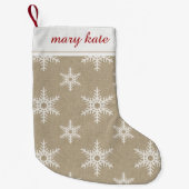 バ素朴ラ赤と白ップ雪片パターン スモールクリスマスストッキング (正面)