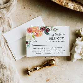 バ素朴ルエレガントグンディ秋結婚フローラ 出欠カード