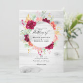 バ素朴ルガンディと赤面フローラQRコード結婚 招待状 (スタンド正面)