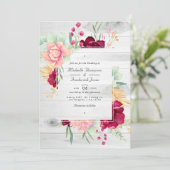 バ素朴ルガンディと赤面フローラQRコード結婚 招待状 (スタンド正面)