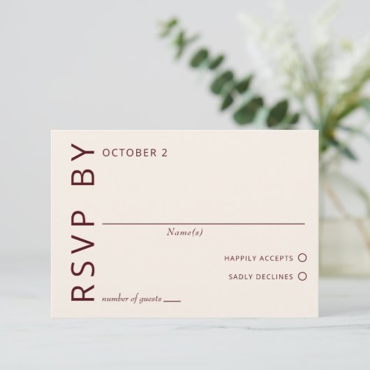 バ素朴ルガンディモダンミ結婚マル 出欠カード (スタンド正面)