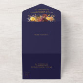 バ素朴ルガンディーオレンジ黄結婚フローラ オールインワン招待状 (外側)