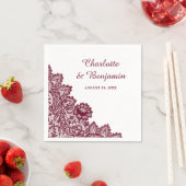 バ素朴ルガンディ結婚レースのナプキン スタンダードカクテルナプキン (インサイチュ)