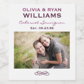 バ素朴ルガンディ結婚・レッドのモノグラム写真 ワインラベル (シングルラベル)