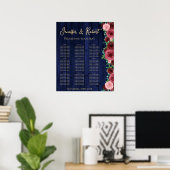 バ素朴ルガンディ9テーブル座席表フローラ ポスター (ホームオフィス)