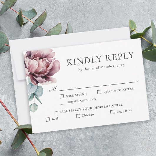 バ素朴ルグンディフローラ秋の結婚式RSVP 出欠カード