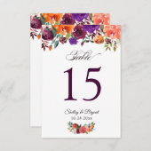 バ素朴ルグンディ結婚オレンジフローラのテーブル番号 出欠カード (正面/裏面)