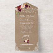 バ素朴ルグンディ結婚フローラライトレースクラフト オールインワン招待状 (内側)