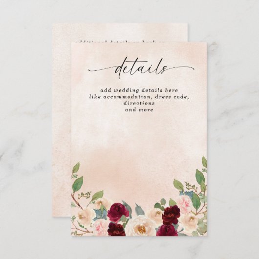 バ素朴ルモダングンディピーチフローラ秋の結婚式 エンクロージャーカード (正面/裏面)