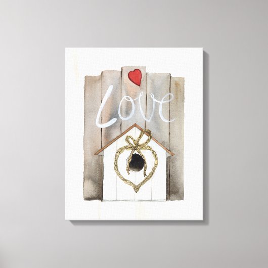 バ素朴レンタインバードハウス キャンバスプリント (正面)