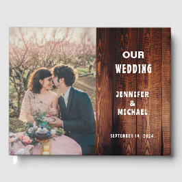バ素朴ンの木の写真の田舎の国ウェディング ゲストブック