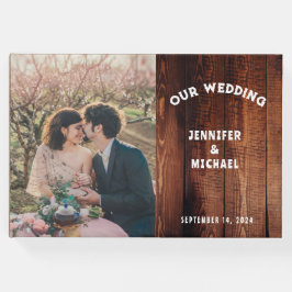 バ素朴ンの木の写真の田舎の国ウェディング ゲストブック