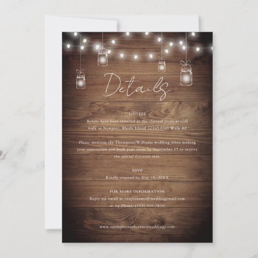 バ素朴ンの木の糸が一つの家ですべて結婚点灯 招待状 (裏面)