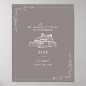 バ素朴ンアメジストグレイ秋の結婚式歓迎 ポスター (正面)