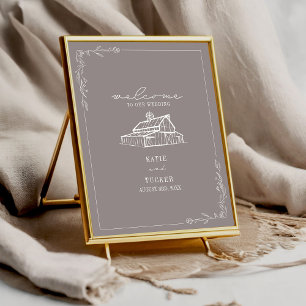 バ素朴ンアメジストグレイ秋の結婚式歓迎 ポスター