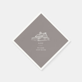 バ素朴ンアメジストグレーファーム秋の結婚式 スタンダードカクテルナプキン