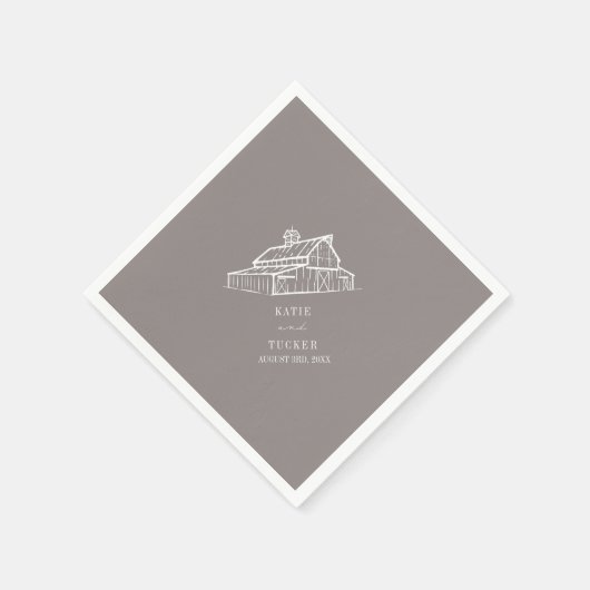 バ素朴ンアメジストグレーファーム秋の結婚式 スタンダードカクテルナプキン (角)