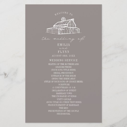 バ素朴ンアメジストグレーファーム結婚式 プログラム (正面)