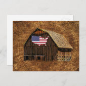 バ素朴ンアメリカ国旗 インビテーションポストカード (正面/裏面)