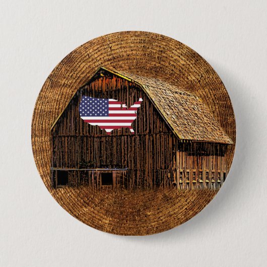 バ素朴ンアメリカ国旗 缶バッジ (正面)